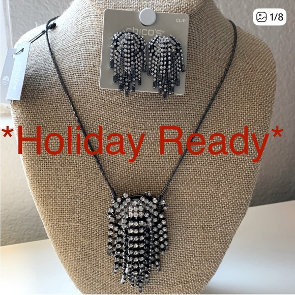 Chicos ‘Crystal’ Convertible Pendant and Earrings - Picture 1 of 9